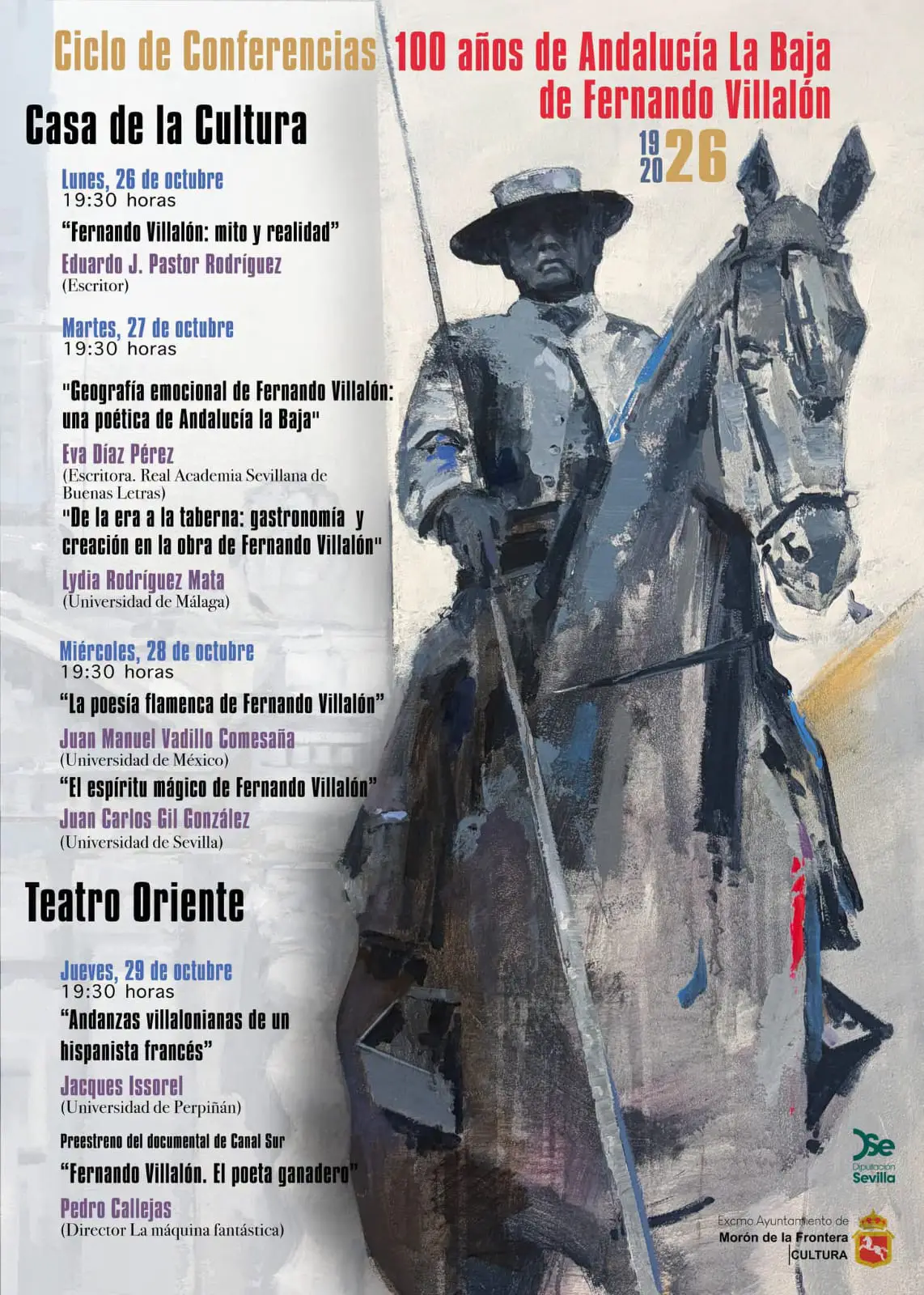 Morón de la Frontera celebra el centenario de "Andalucía La Baja" con un ciclo de conferencias