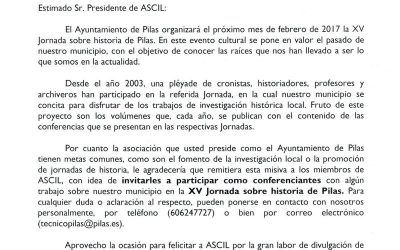 INVITACIÓN DEL ALCALDE DE PILAS A TODOS LOS MIEMBROS DE ASCIL