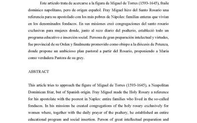 LA FIGURA EXCEPCIONAL DE FRAY MIGUEL DE TORRES Y SU DEVOCIÓN AL ROSARIO DE LA VIRGEN, PASTORA DE SU GREY DIOCESANA