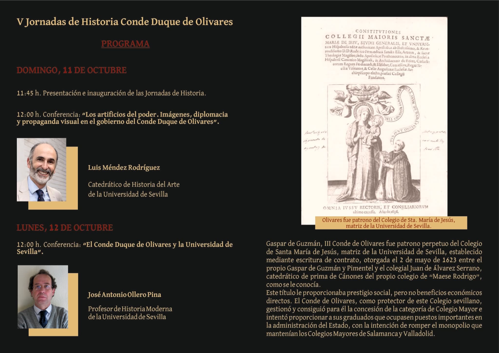 Olivares celebra sus V Jornadas de Historia centradas en el Conde Duque y la Universidad de Sevilla