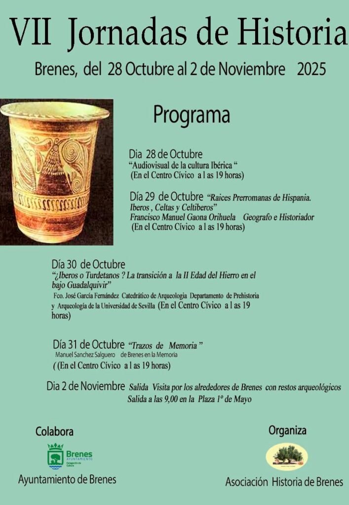 Brenes acogerá las VII Jornadas de Historia del 28 de octubre al 2 de noviembre de 2025
