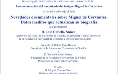 Conferencia: Novedades documentales sobre Miguel de Cervantes. Datos inéditos que actualizan su biografía